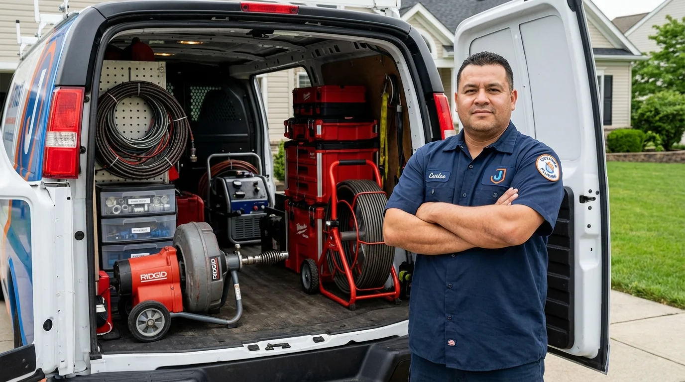 Professional drain cleaning equipment and Johns Plumbing LLC plumber in Kimberling City