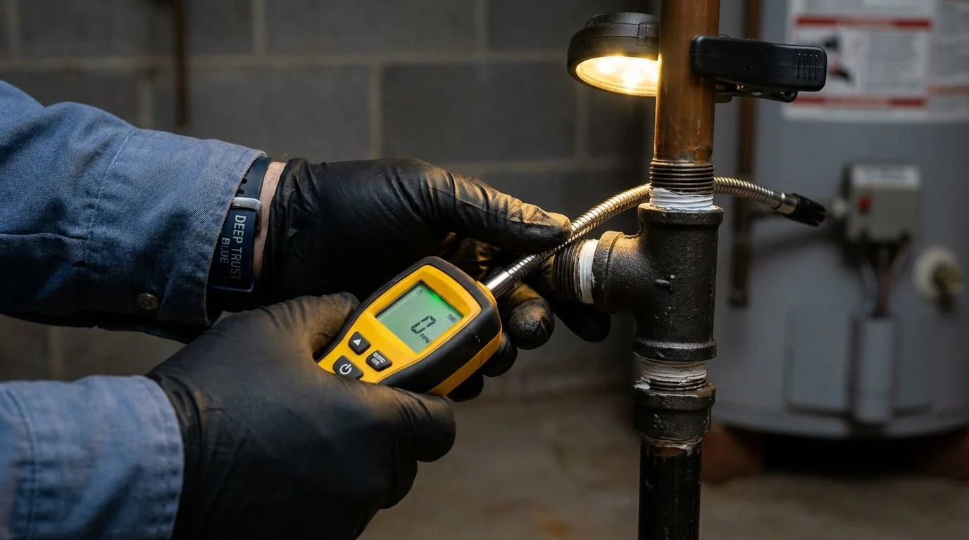 Gas leak detection with electronic sniffer by Johns Plumbing LLC in Kimberling City