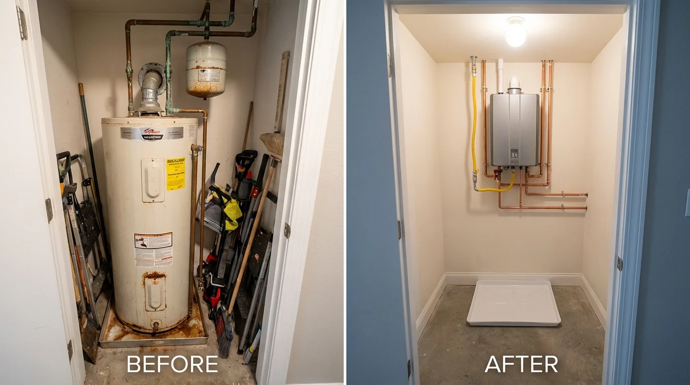 Tank water heater versus wall-mounted tankless unit comparison for Kimberling City, MO homeowners