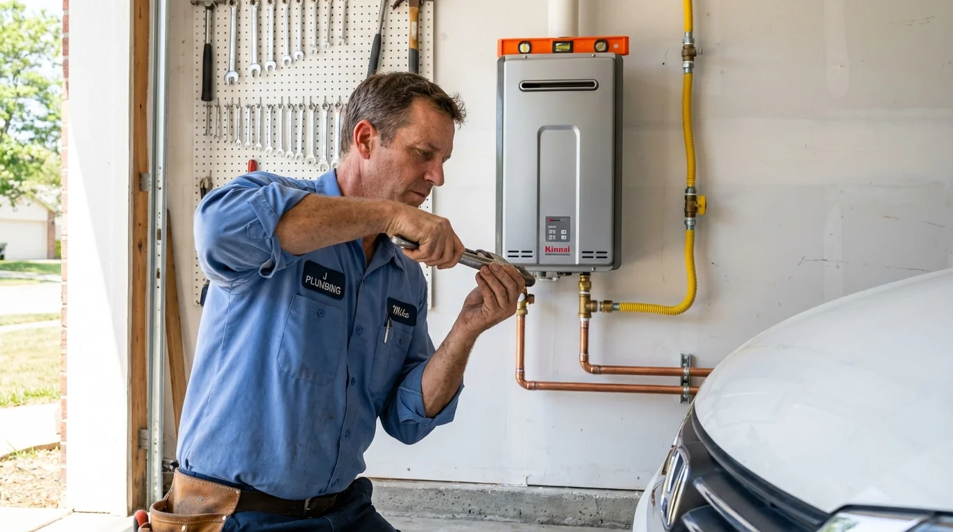 Tankless water heater installation by a Johns Plumbing LLC plumber in Kimberling City